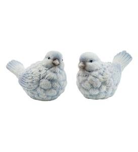 Blue and White Snowbird Indoor/Outdoor Statues, Set of 2