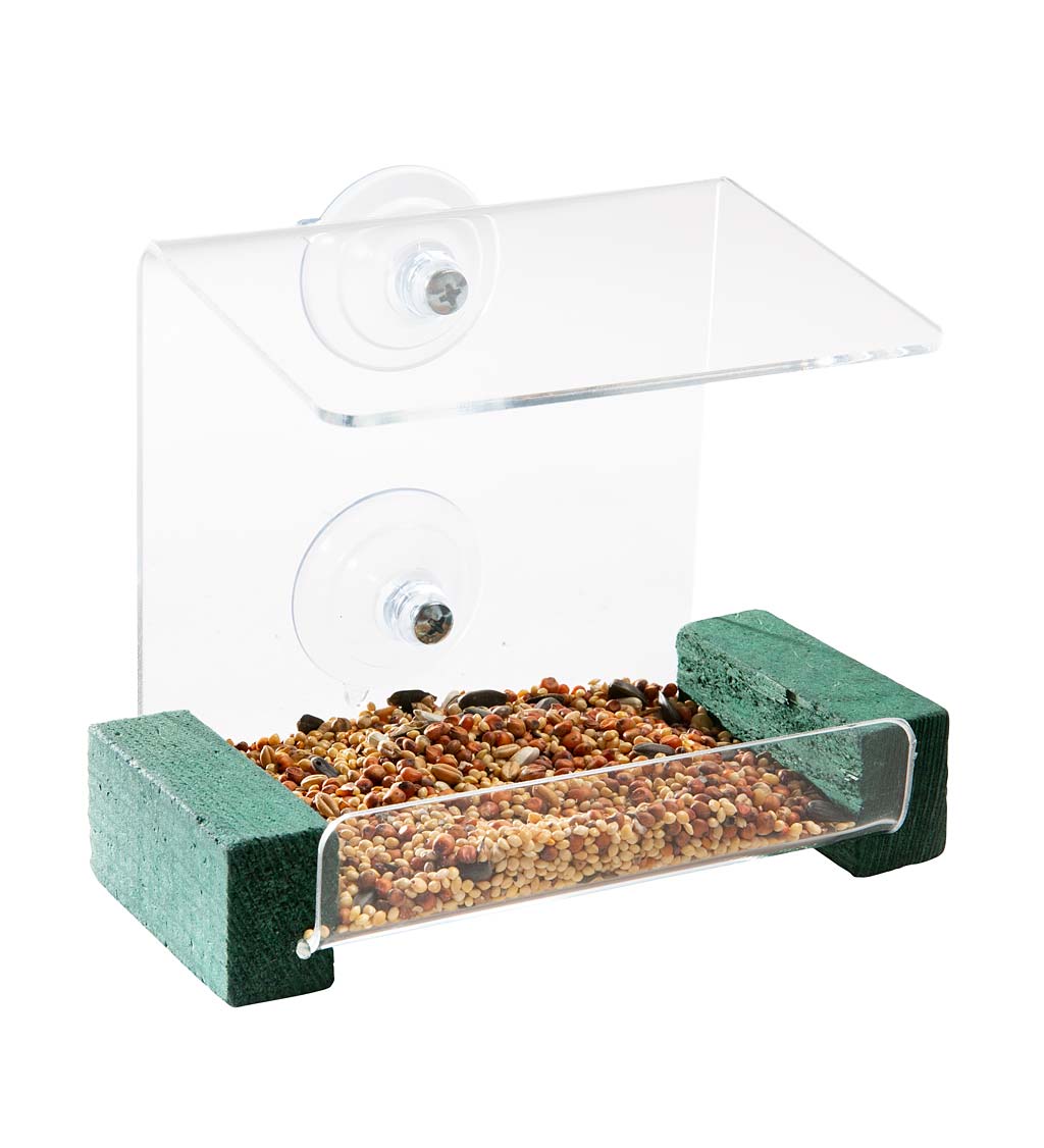Mini Suction-Cup-Mount Clear Acrylic Window Bird Feeder