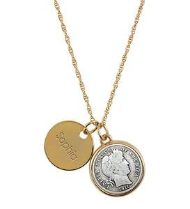 Personalized Pendant Necklace with Silver Dime