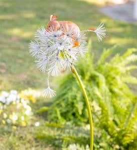 Handcrafted Mouse on a Dandelion Metal Decorative Garden Stake