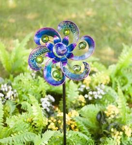 Metal Pinwheel Spinner with Glow-in-the-Dark Glass Ball
