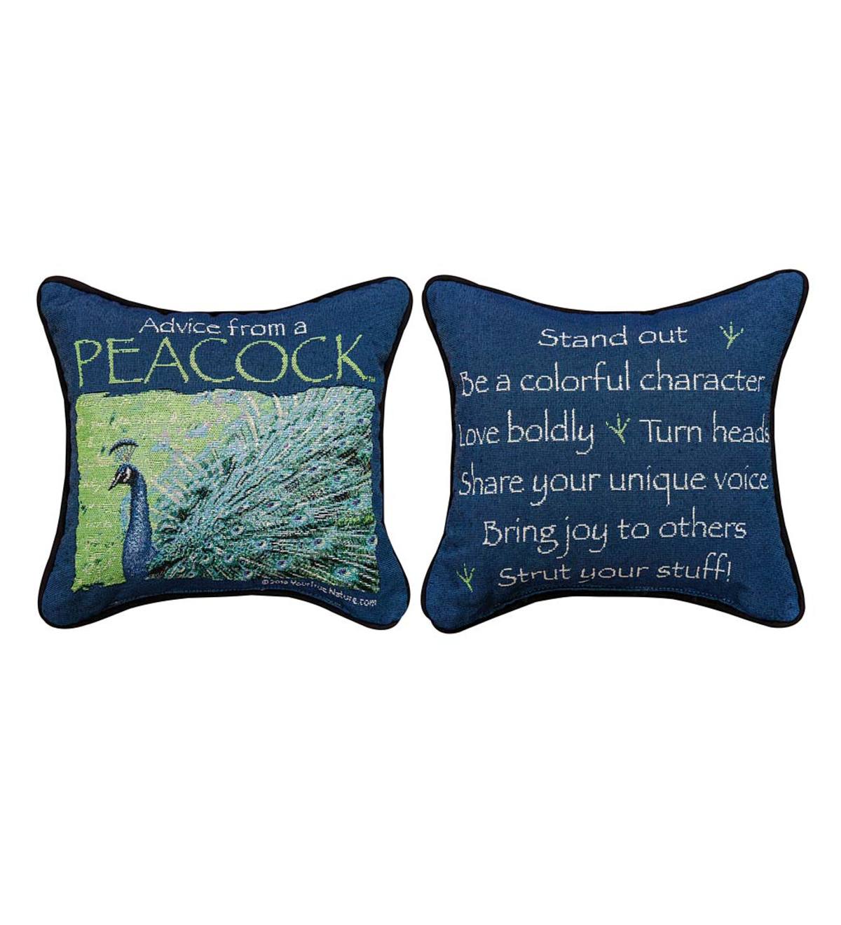 Advice From A Peacock Throw Pillow