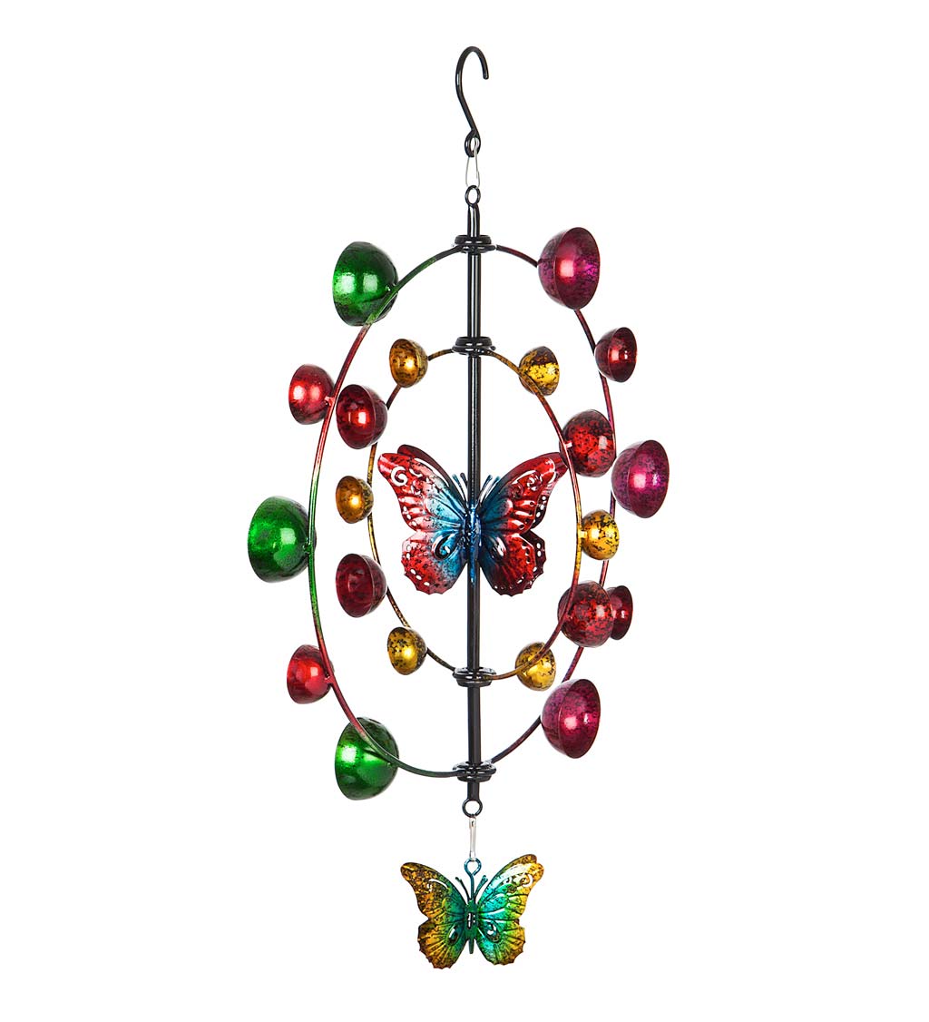 Multi-Colored Butterfly Hanging Wind Twirler Wind Spinner