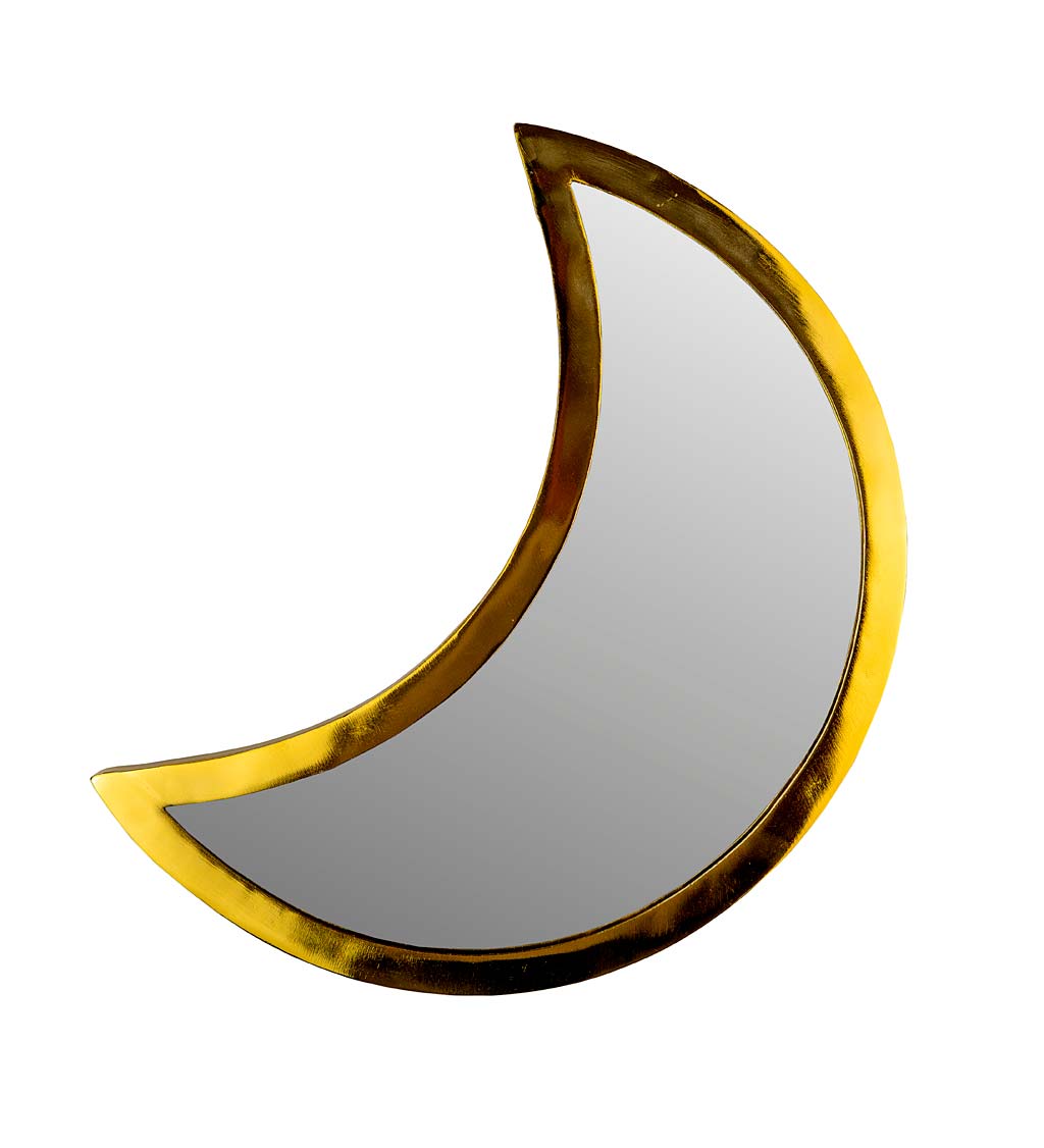Golden Metallic Crescent Moon Mirror