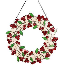Stained Glass Holly Wreath
