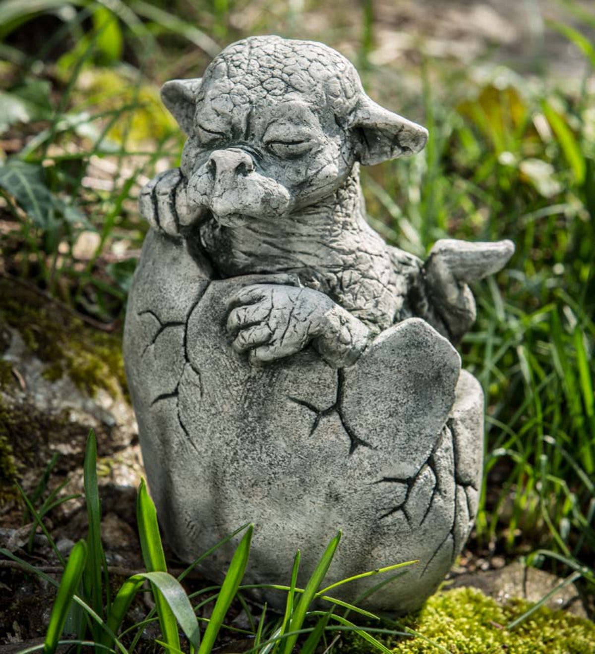 Little Darling Dragon 'Eating Apple' cast stone-cute baby animal garden statue 