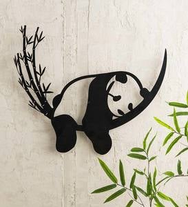 Resting Panda and Bamboo Metal Wall Art