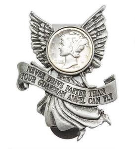 Pewter Guardian Angel with Authentic Silver Mercury Dime