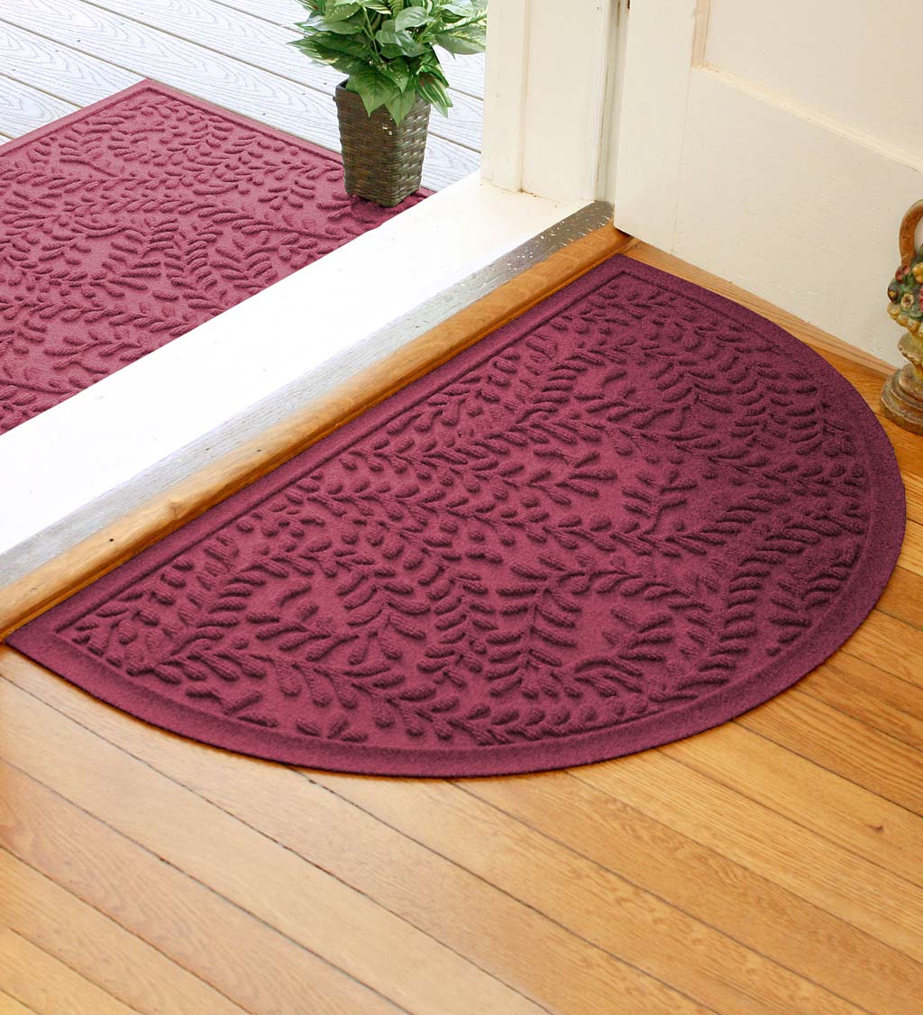 Waterhog Indoor/Outdoor Leaves Half-Round Doormat, 24" x 39"