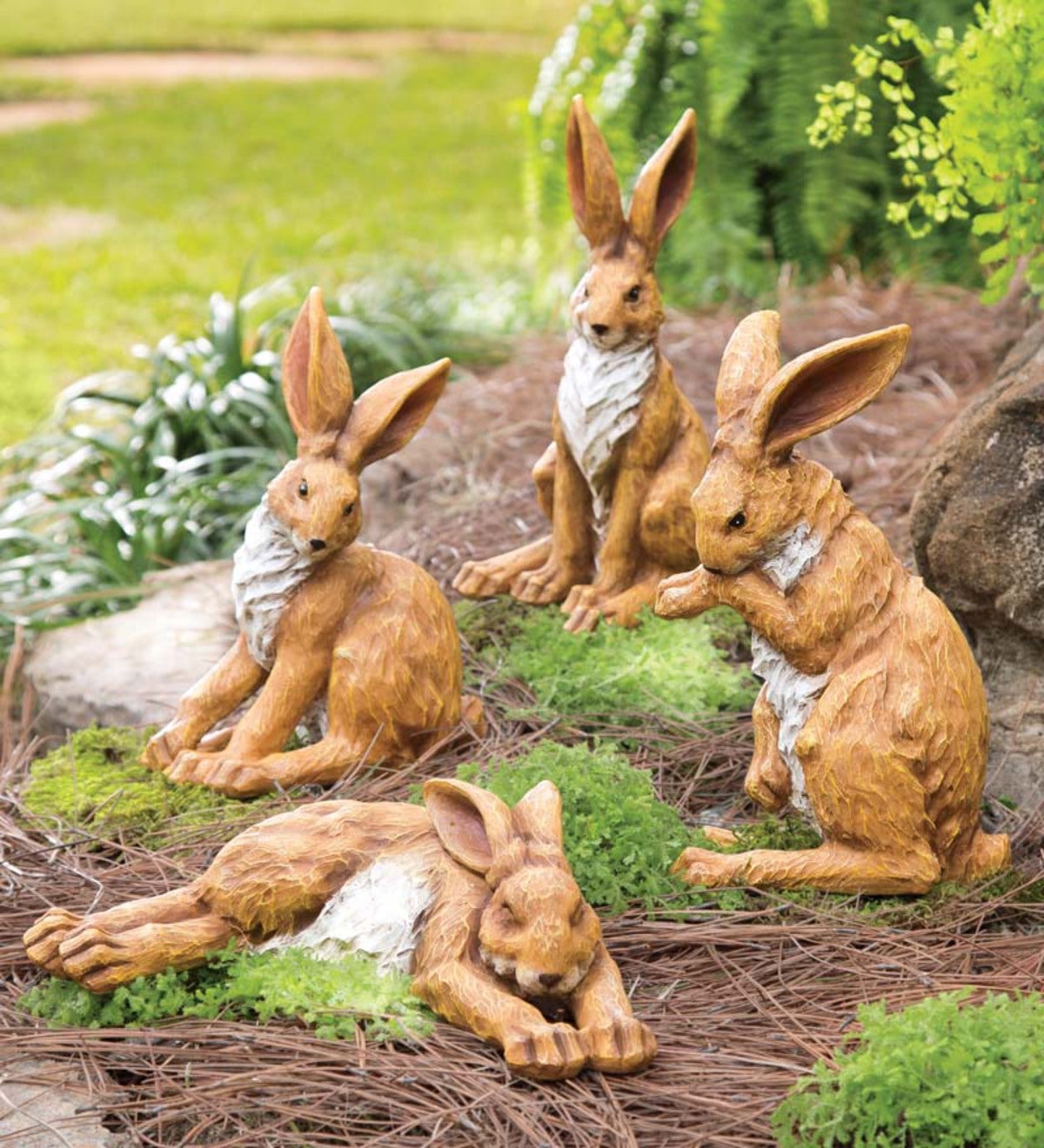Rabbit Garden Sculpture - Lying Down | Wind and Weather
