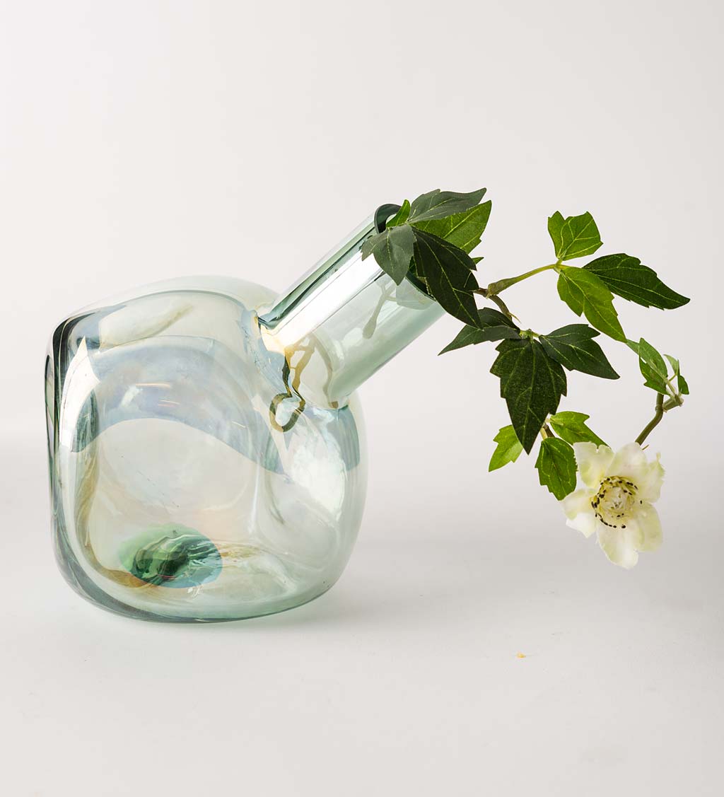 Small Abstract Organically-Shaped Glass Vase 2-Piece Set
