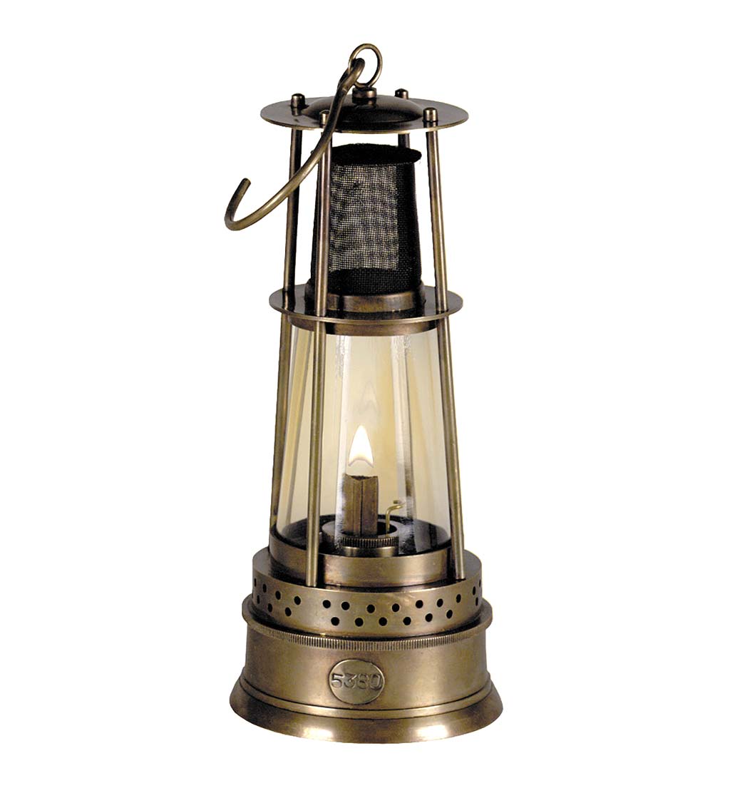 Reproduction Oil-Burning Brass Miner's Safety Lantern