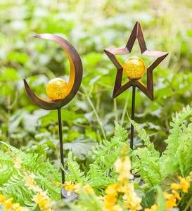 Solar Lighted Metal Star Garden Stake