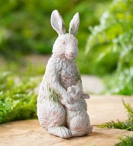 Indoor/Outdoor Sculpture of a Mother Rabbit With Her Baby