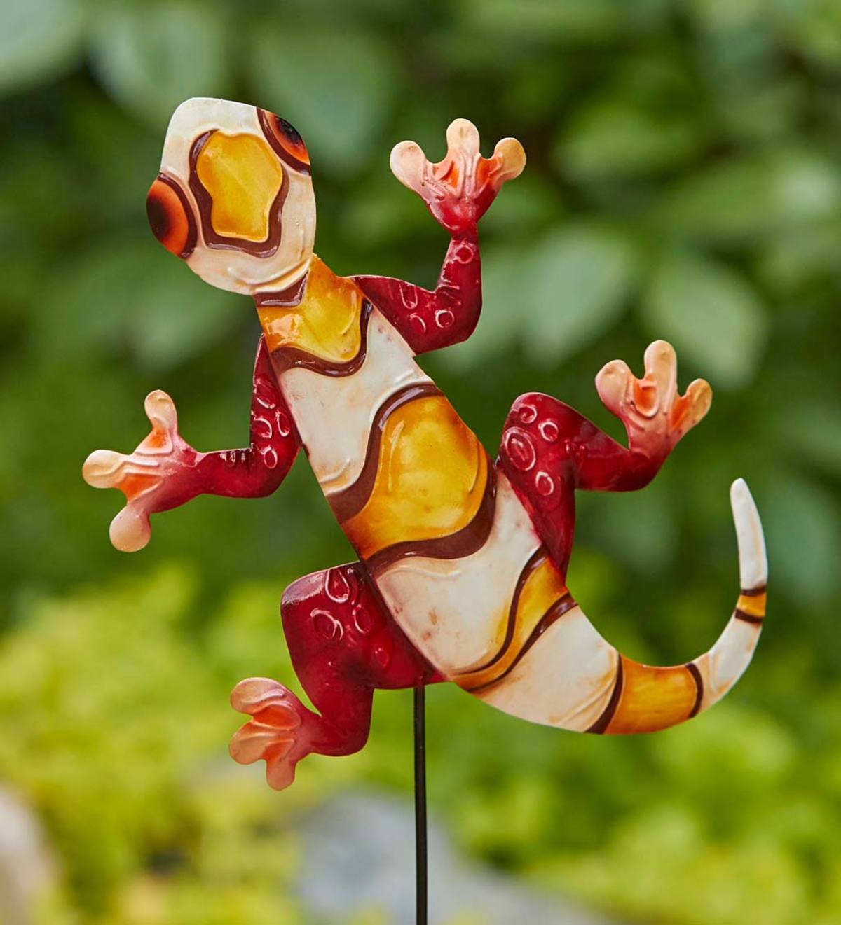 Colorful Handcrafted Metal Gecko Garden Stake