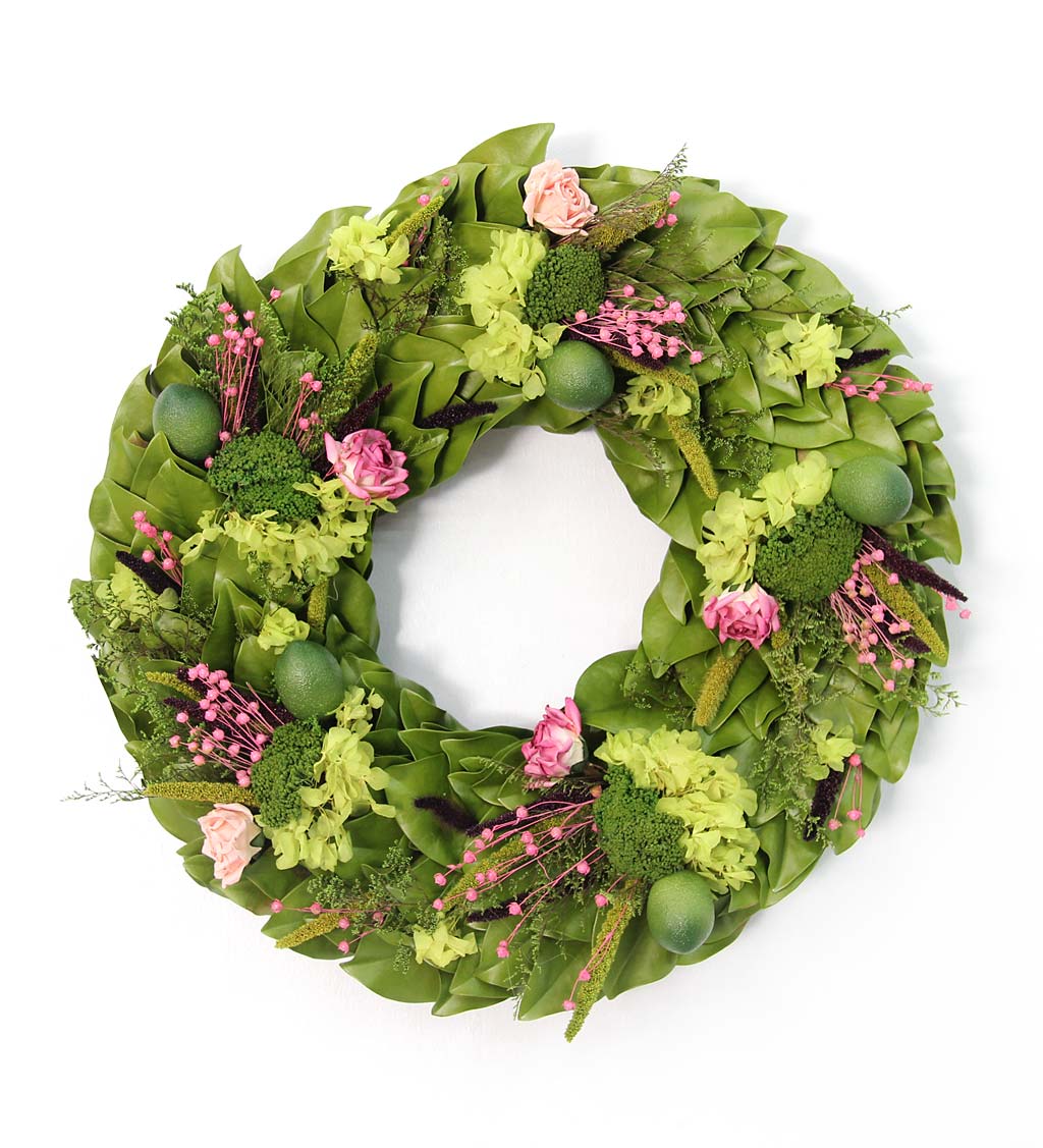 Handcrafted 18" Limes and Roses Preserved Wreath