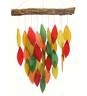 Autumn Colors Glass Leaves Wind Chime on Driftwood Stick