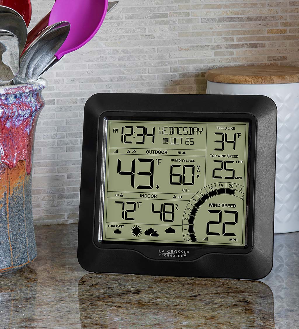 Wind Speed Weather Station with Monochrome Display and 3-in-1 Remote Sensor