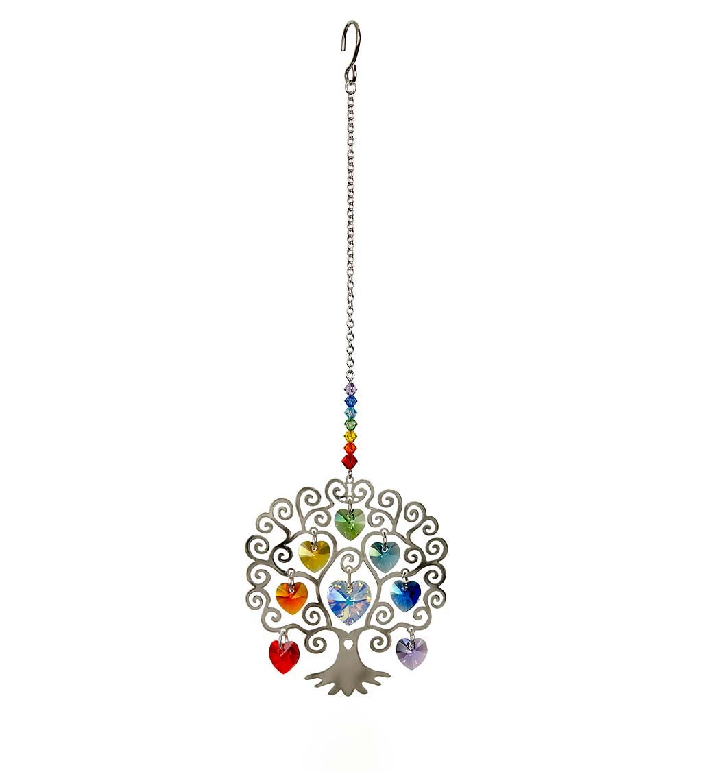 Metal Tree of Life with Colorful Crystals