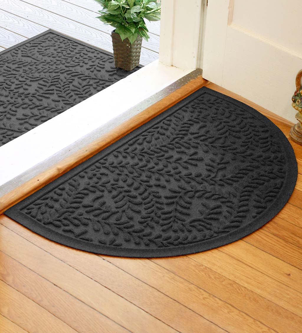 Waterhog Indoor/Outdoor Leaves Half-Round Doormat, 24" x 39"