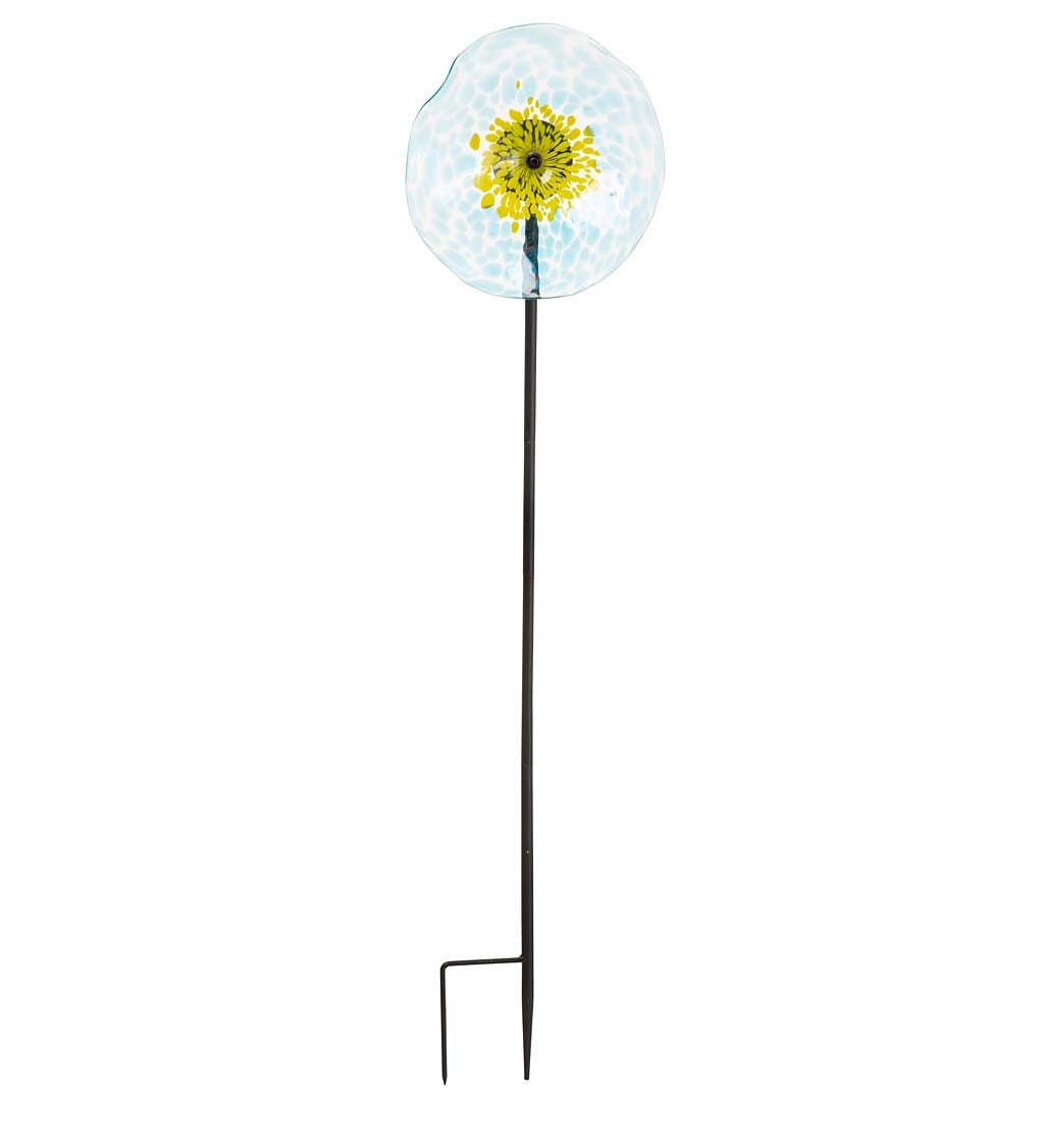 8" Handcrafted Blown Glass Flower With Metal Garden Stake swatch image