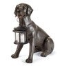 Black Labrador Dog Statue Holding A Solar Lantern