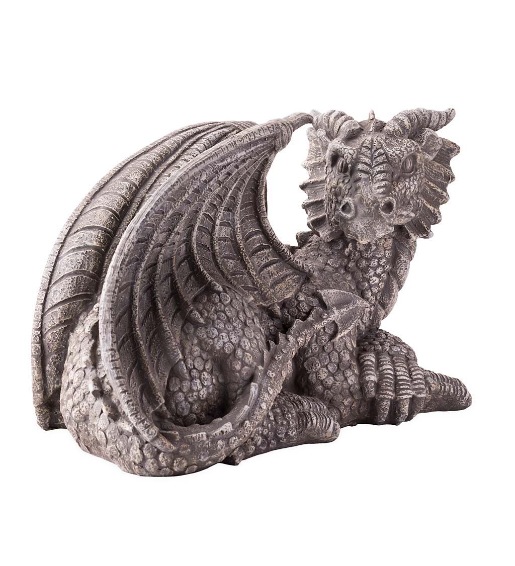 Indoor/Outdoor Resin Dragon Sculpture With Look of Carved Stone