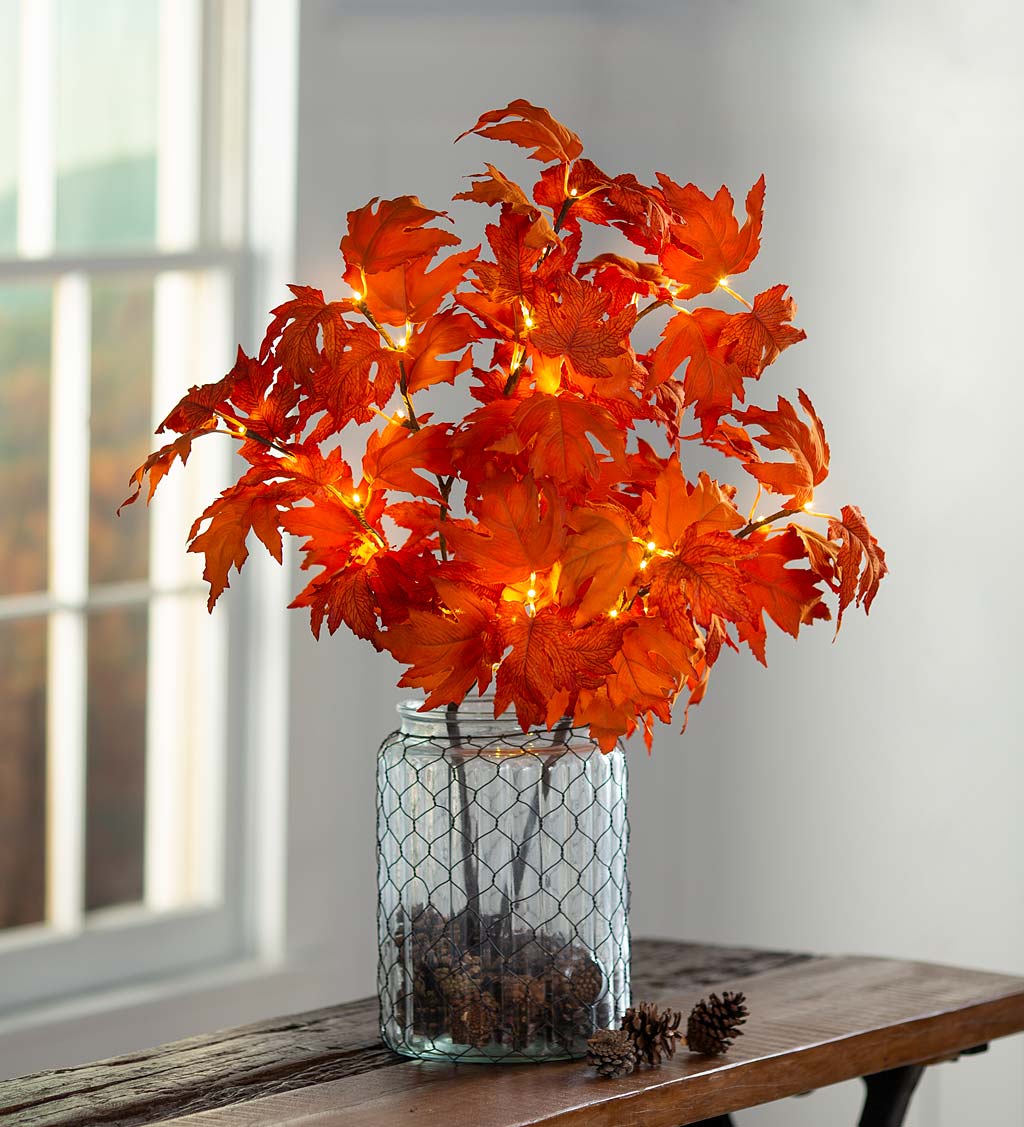 Indoor/Outdoor Lighted Maple Tree Branches, Set of 2