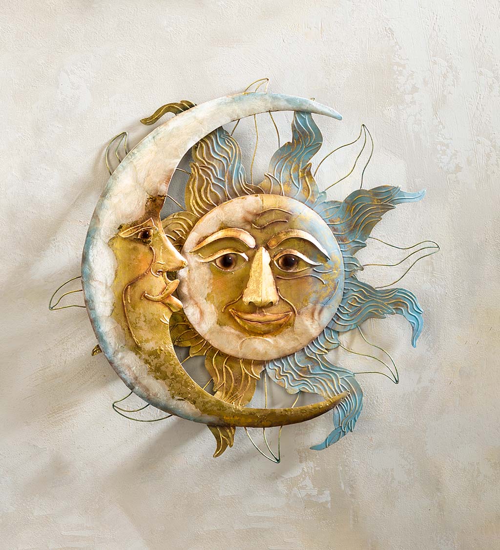 Metal and Capiz Sun and Moon Wall Art