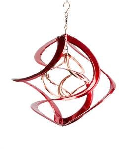 Red and Copper-Plated Metal Double Helix Wind Spinner