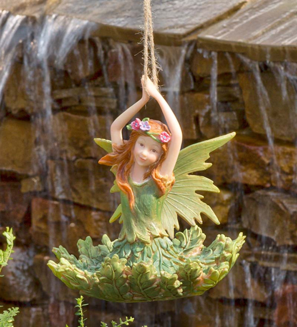 XIDAJIE Fairy Garden Fairies Figurine Boy and Girl Sitting On Swing Fairy Decorative Statue Garden Accessories for Fairy Garden Kits and Houses 