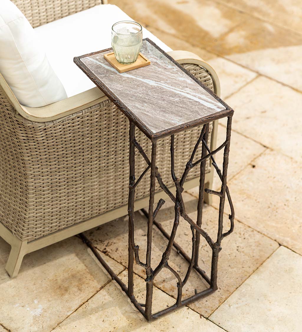 Indoor/Outdoor Branchwater Pull-Up Table with Marble Top