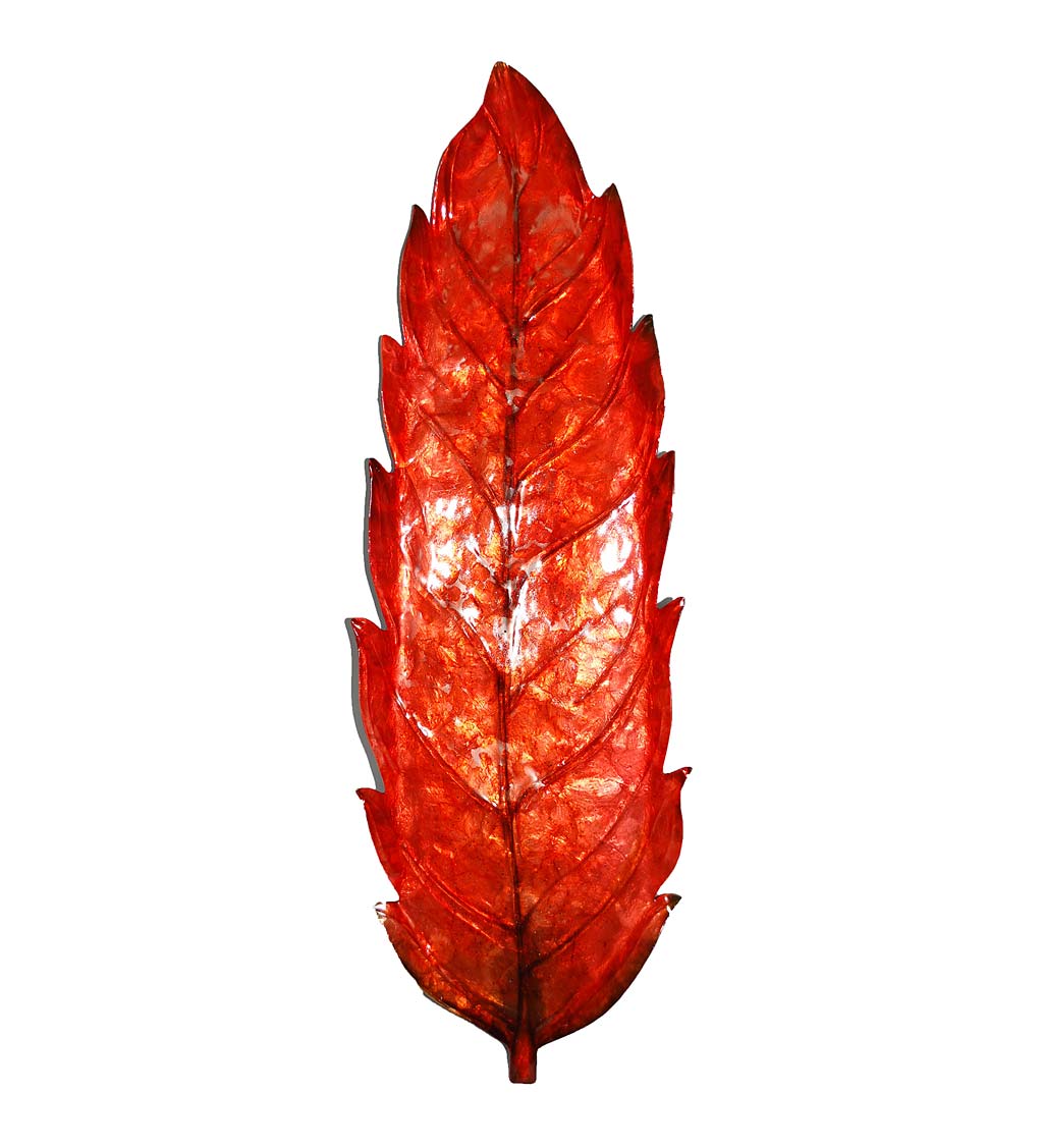 Handcrafted Metal and Capiz Large Leaf Wall Art swatch image