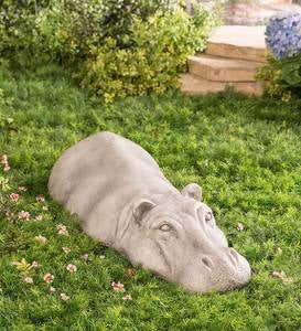 Lawn Sculpture Stone Resin Hippo Garden Ornament Gardener Gardening Gift 