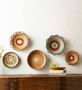 Handmade Guatemalan Marisol Round Straight-Sided Pine Needle Basket