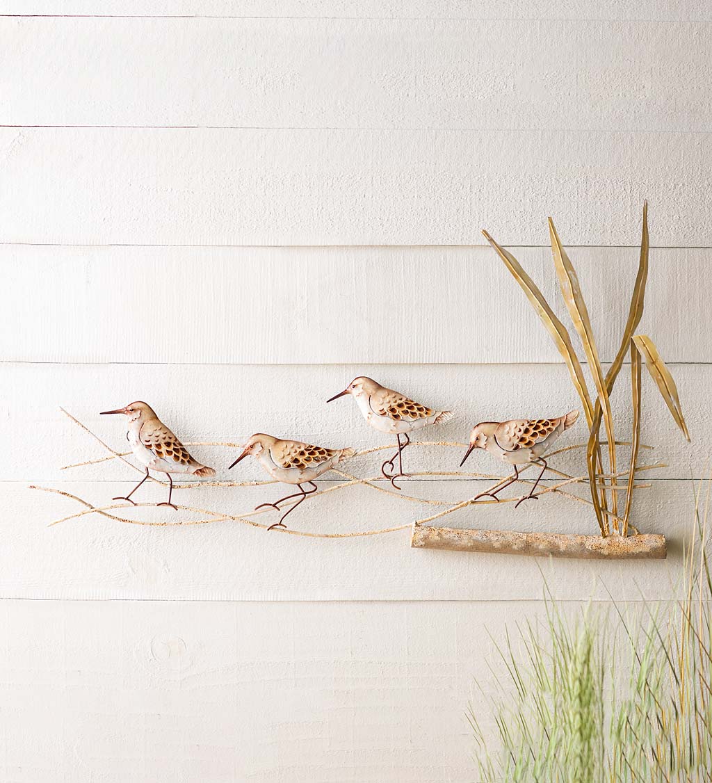 Handcrafted Metal and Capiz Shore Birds Wall Art for Indoor Display