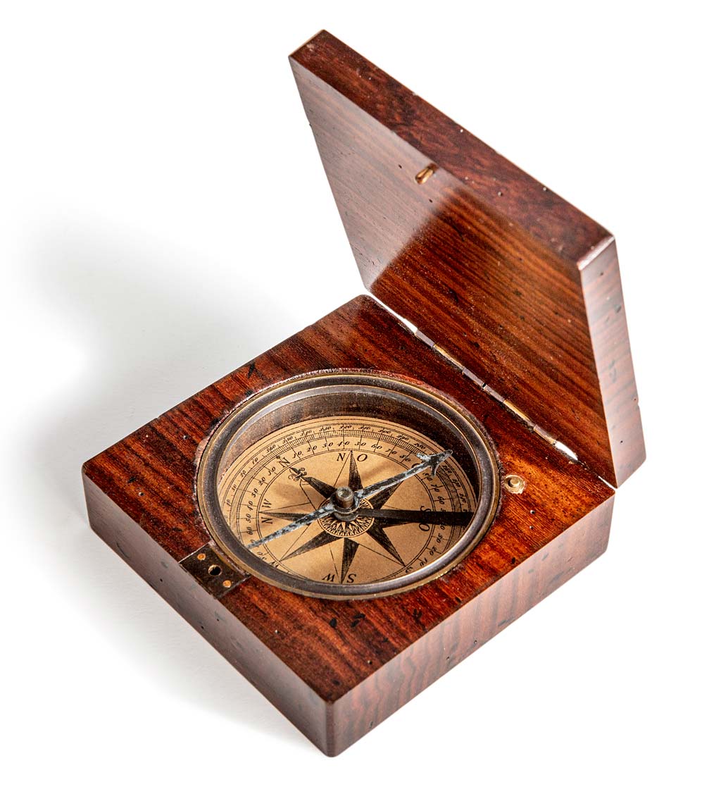 Lewis & Clark Replica Brass Compass in Indian Rosewood Case