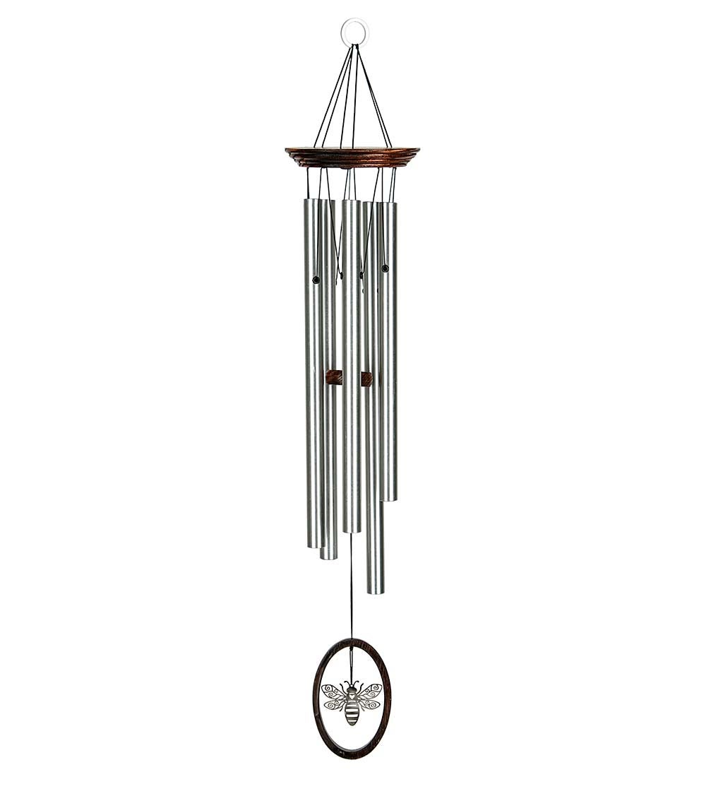 Bumble Bee Wind Chime with Aluminum Tubes and Wooden Top