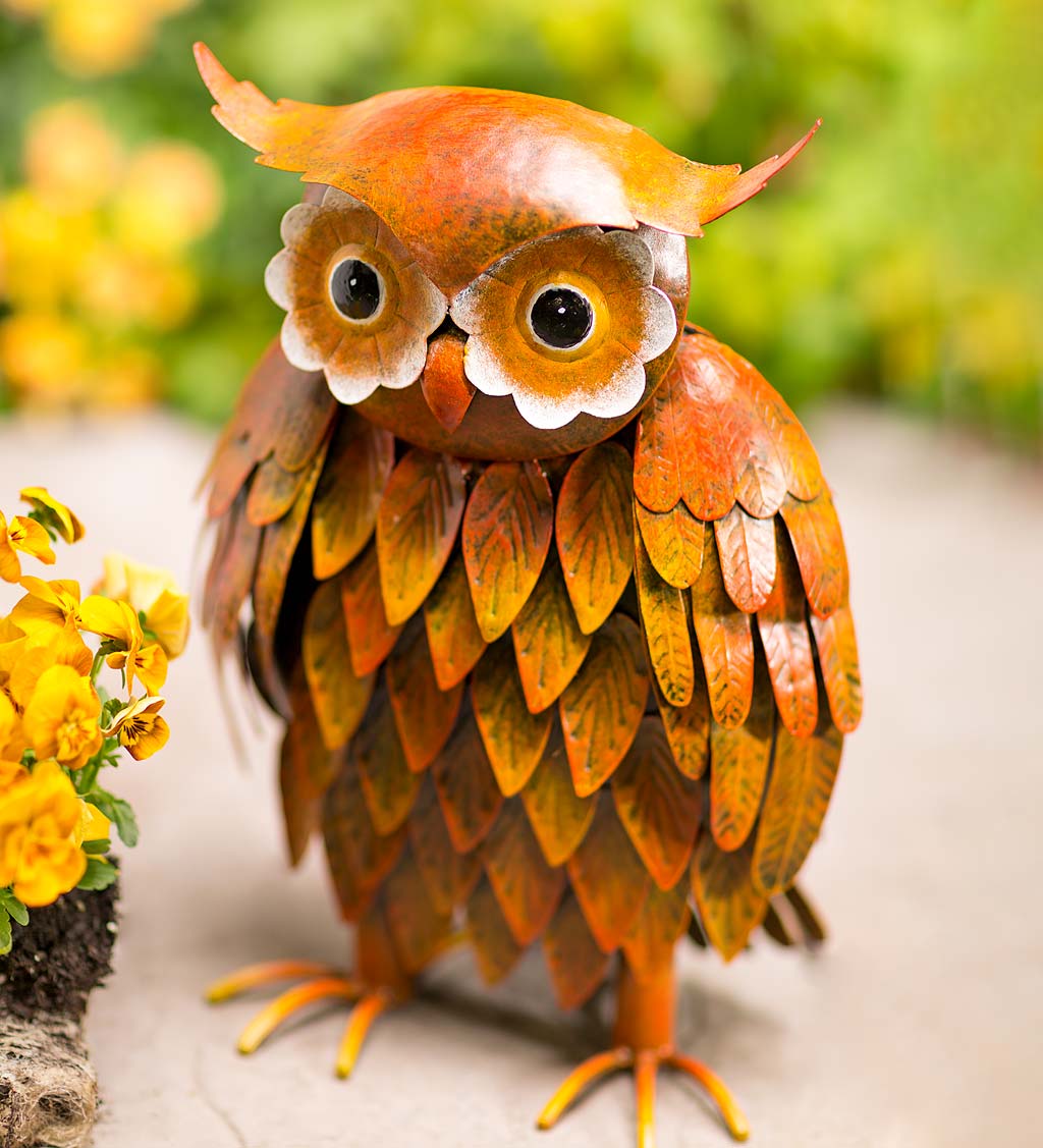 Handcrafted and Hand Painted Indoor/Outdoor Metal Owl Sculpture