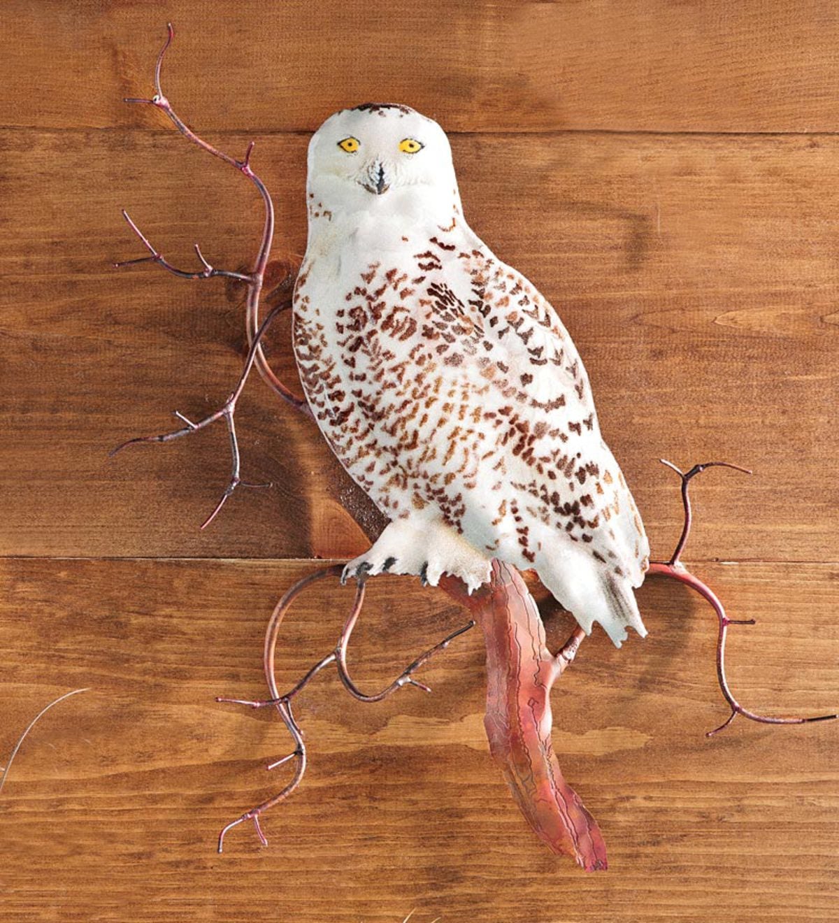 Snowy Owl On Branch Wall Sculpture by Bovano of Cheshire