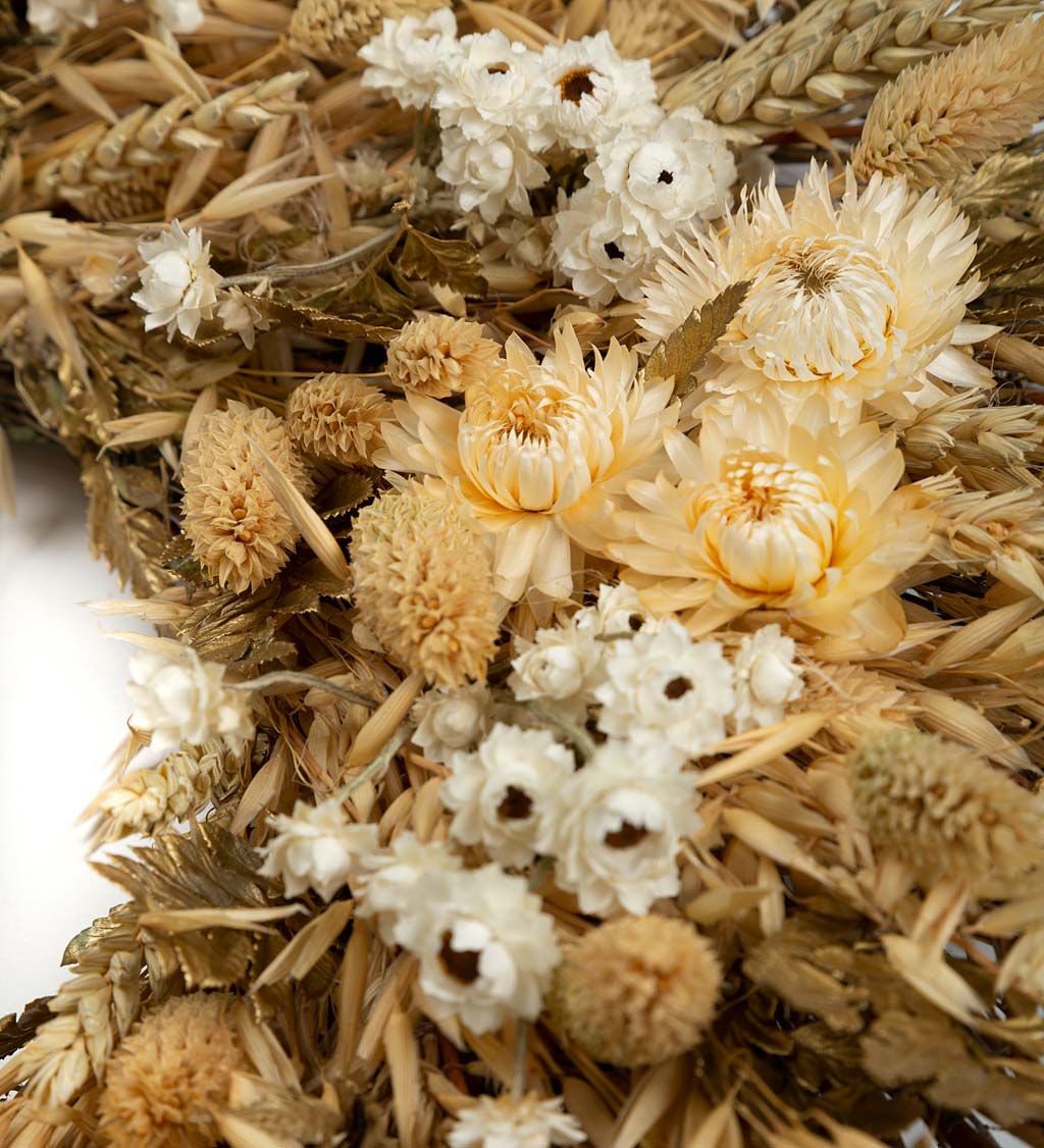 Handcrafted Dried Floral Wreath in Natural and Cream Colors