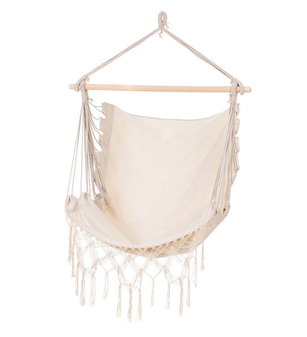 Natural Poly/Cotton Hammock Chair with Fringe