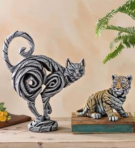 Cast Marble Cat Sculpture