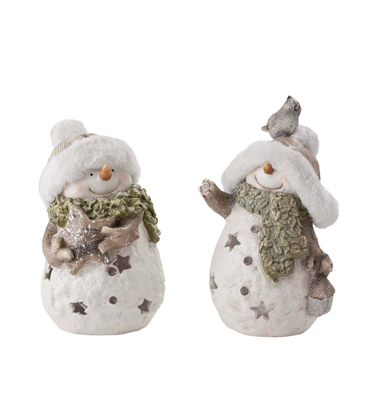 Lighted Snowmen Sculptures, Set of 2 | Wind and Weather