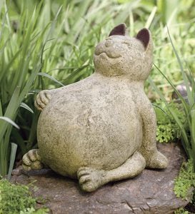 Handcrafted Volcanic Ash Lucky Cat Indoor/Outdoor Sculpture