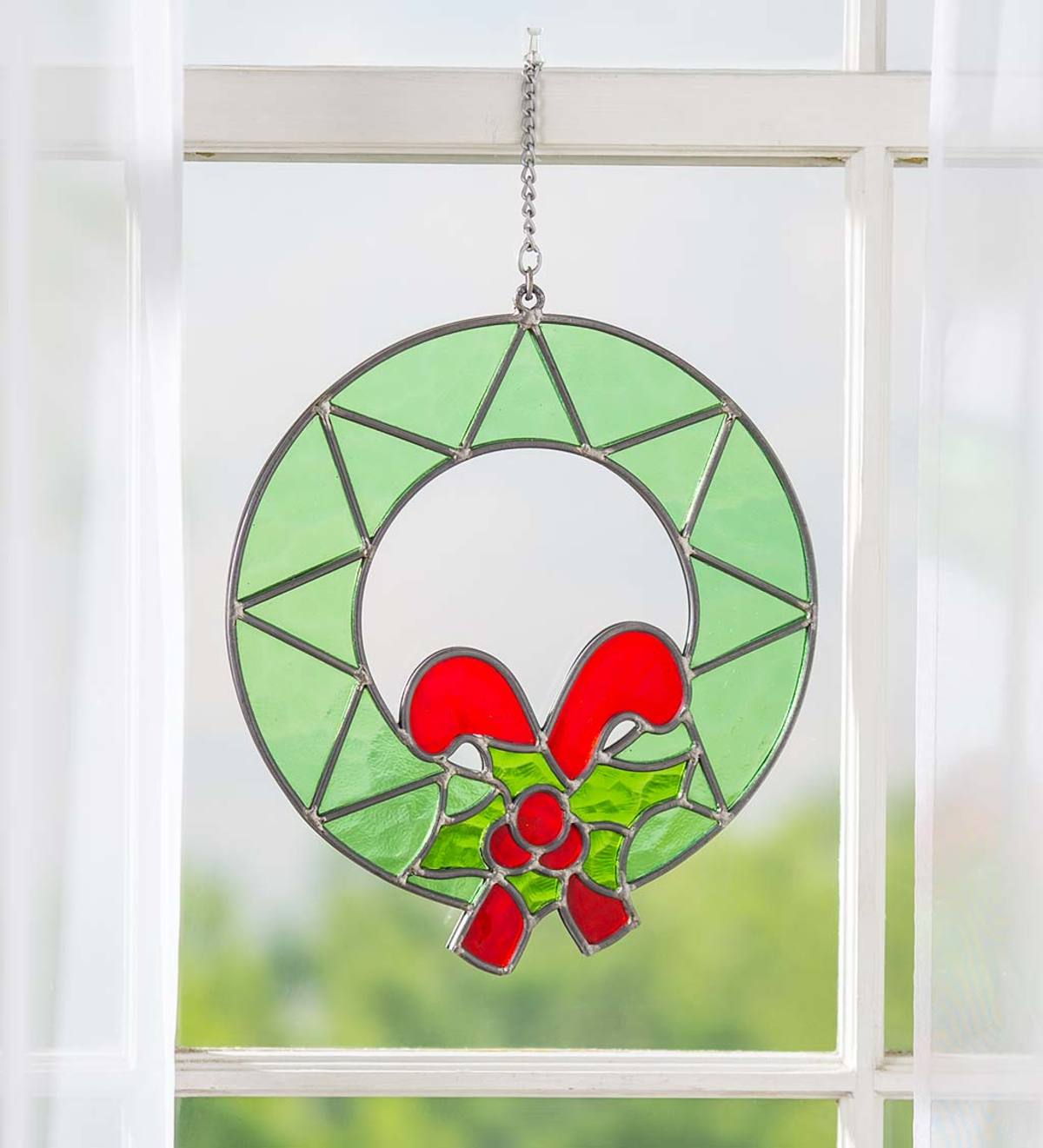 Stained Glass Candy Cane Holiday Wreath | Wind and Weather