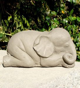 Handcrafted Stone Sleeping Baby Elephant Garden Sculpture