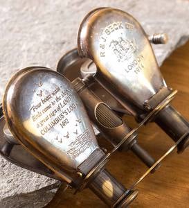 Brass Folding Binoculars with Leather Case