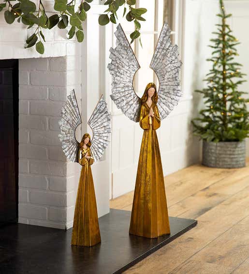 Image of Golden Angels with Raised Metal Wings