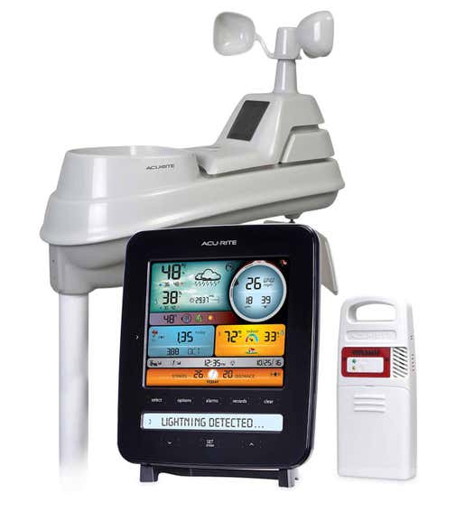 Image of Color Weather Station with Wireless 5-in-1 Remote Wind, Rain and Lightning Sensor. Shop Gifts for Weather Buffs